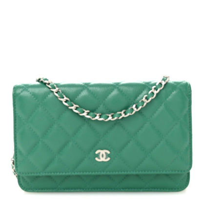 Caviar Quilted Wallet On Chain WOC Green
