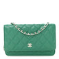 Caviar Quilted Wallet On Chain WOC Green