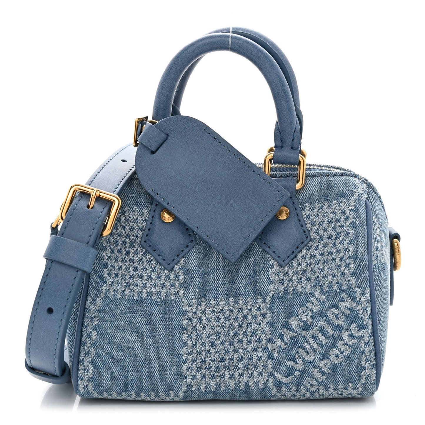 Damier Denim 3D Speedy Bandouliere 18 Denim Blue