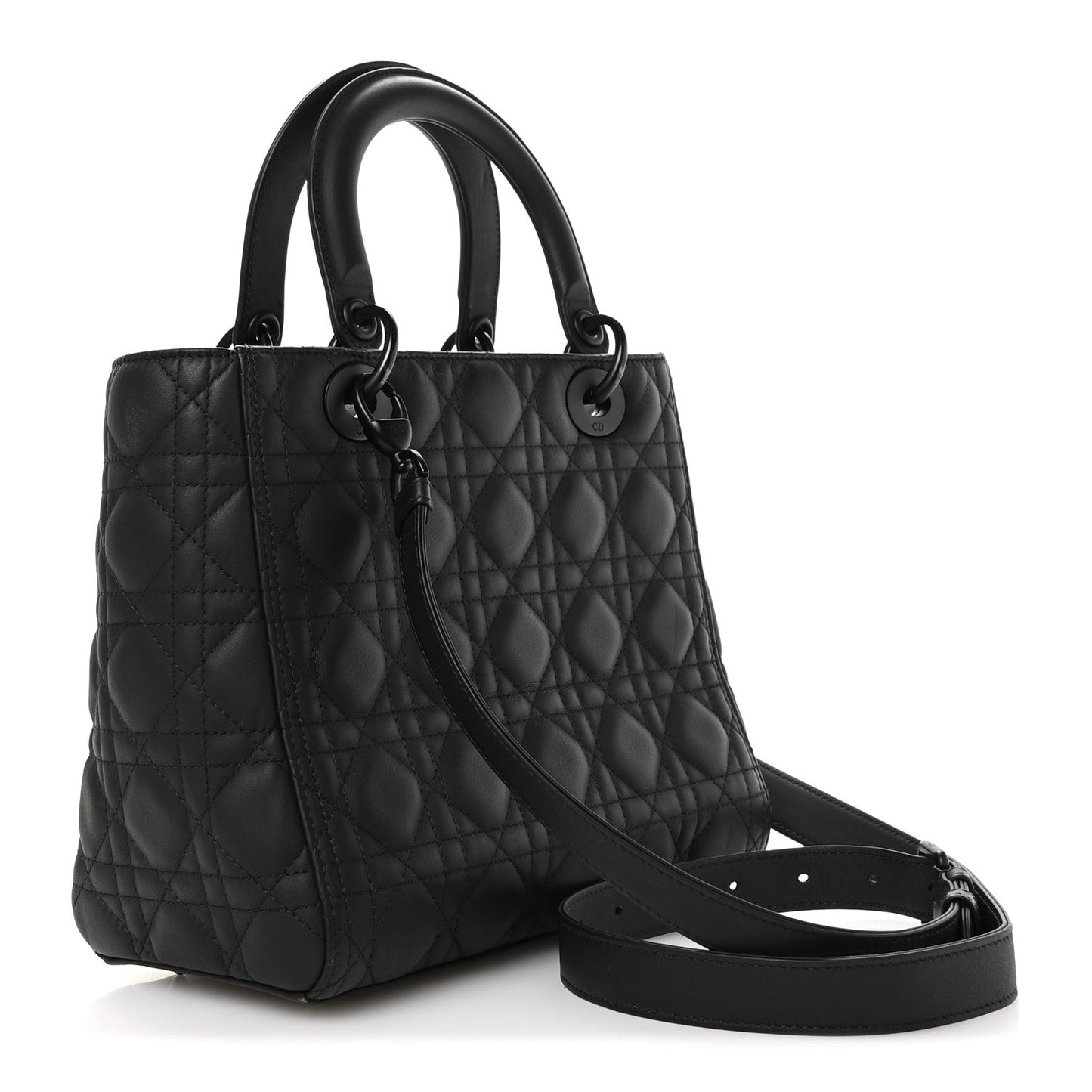 Ultra Matte Calfskin Cannage Medium Lady Dior Black