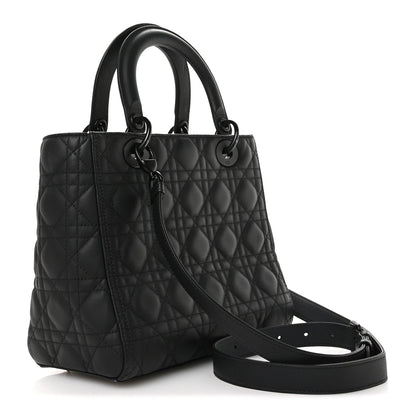 Ultra Matte Calfskin Cannage Medium Lady Dior Black