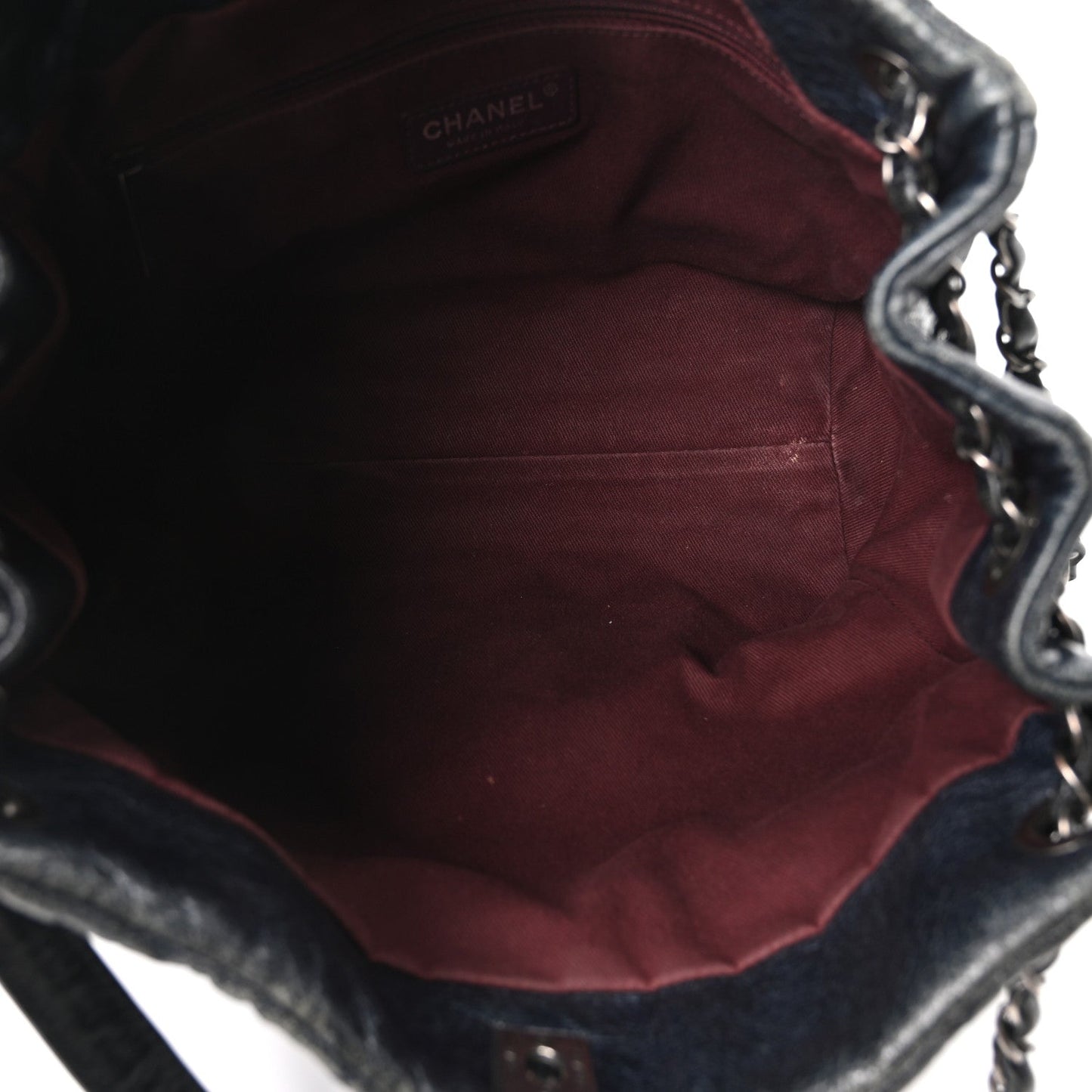 Glazed Calfskin Quilted Tote Navy