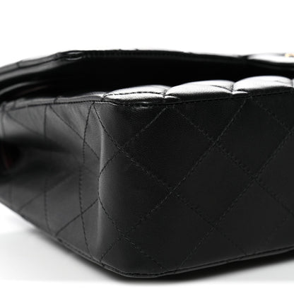 Lambskin Quilted Medium Double Flap Black