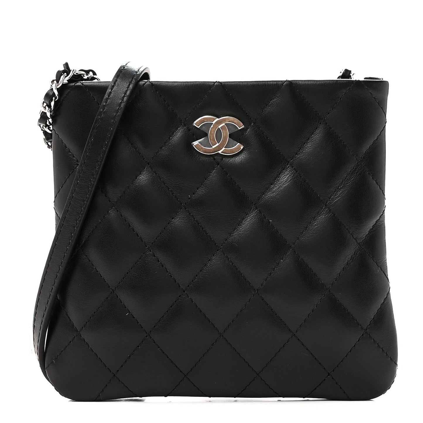 Lambskin Quilted Crossbody Bag Black