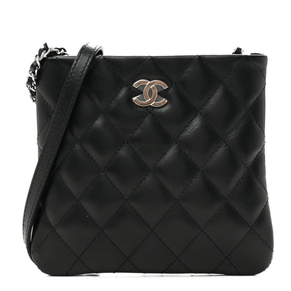Lambskin Quilted Crossbody Bag Black