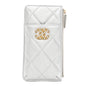 Lambskin Quilted Chanel 19 Phone and Card Holder Silver