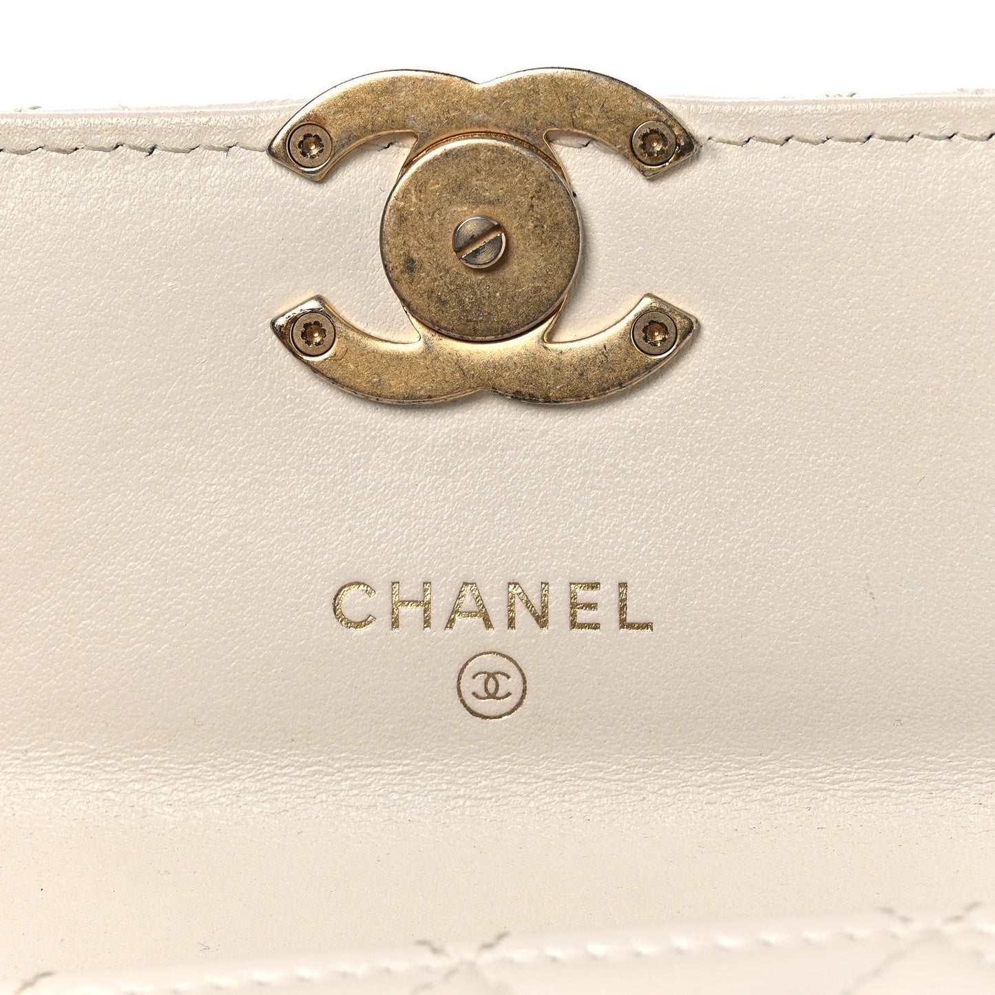 Calfskin Quilted Perfect Fit Coin Purse With Chain White