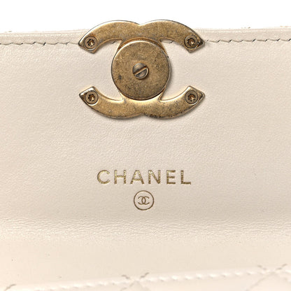 Calfskin Quilted Perfect Fit Coin Purse With Chain White