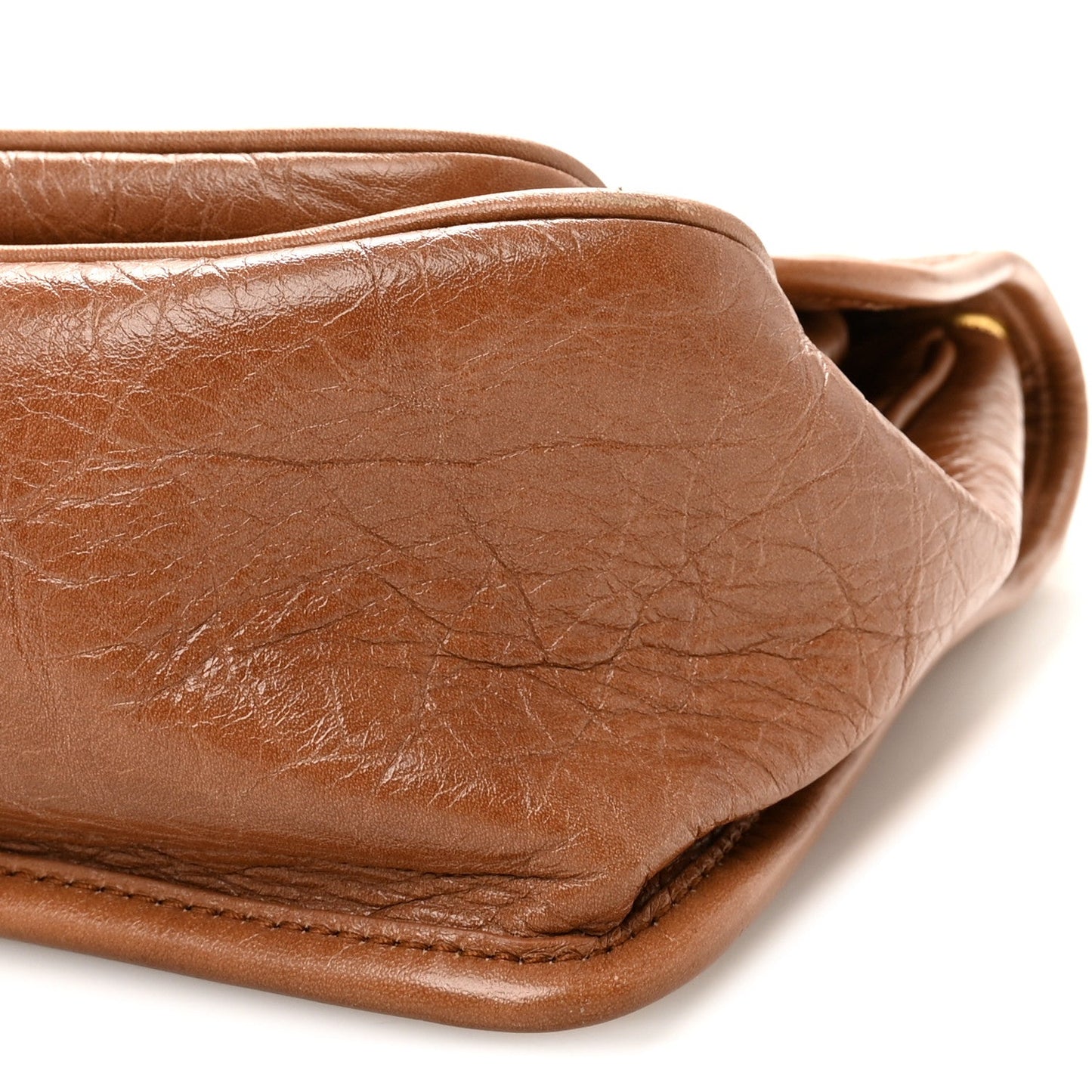 Crinkled Calfskin Matelasse Monogram Medium Niki Chain Satchel Caramel