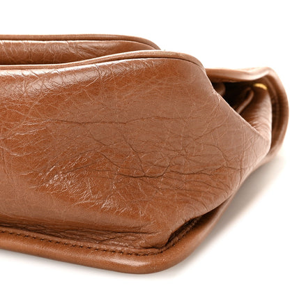 Crinkled Calfskin Matelasse Monogram Medium Niki Chain Satchel Caramel