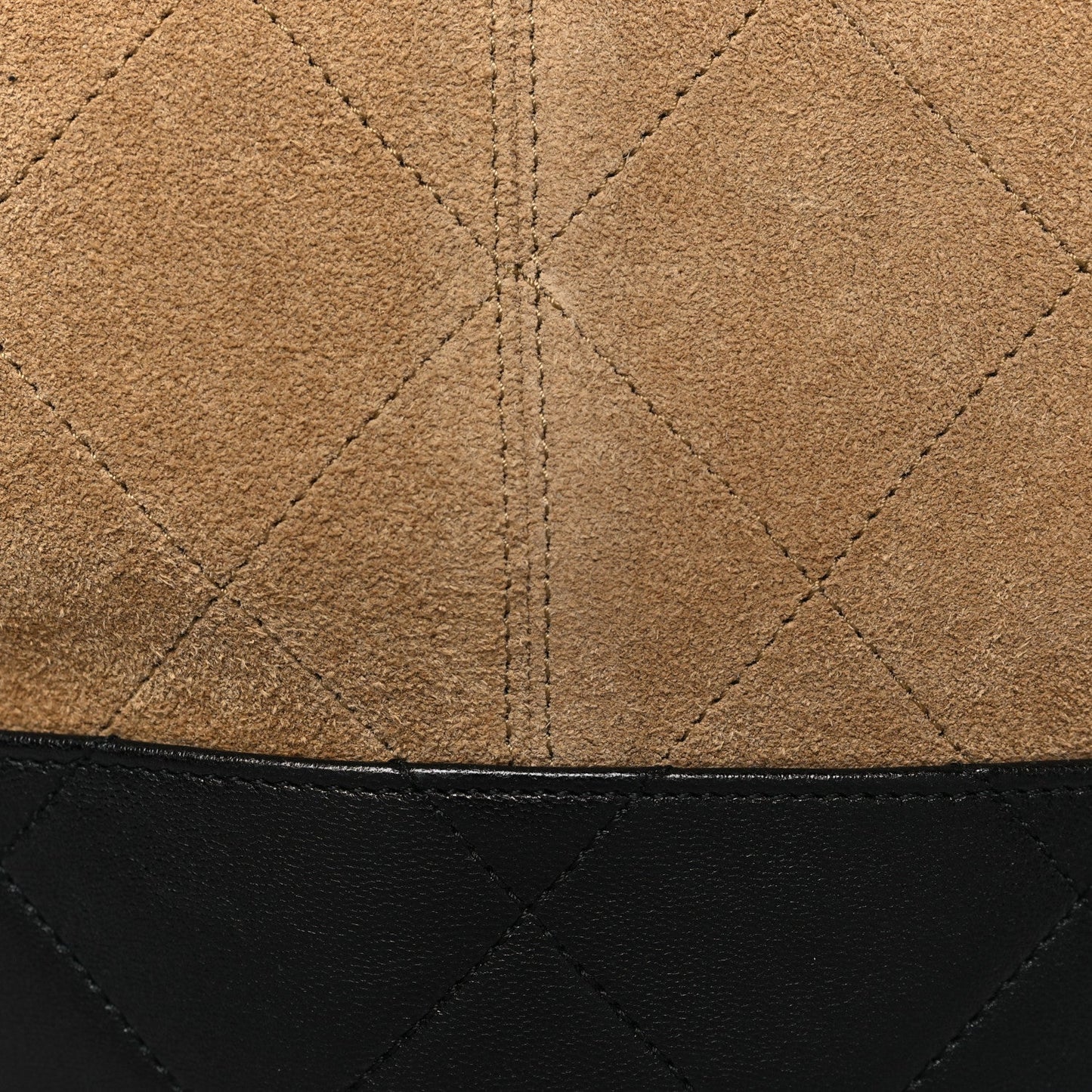 Suede Calfskin Shiny Lambskin Quilted Large Coco Base Shopping Bag Beige Black