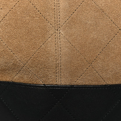 Suede Calfskin Shiny Lambskin Quilted Large Coco Base Shopping Bag Beige Black