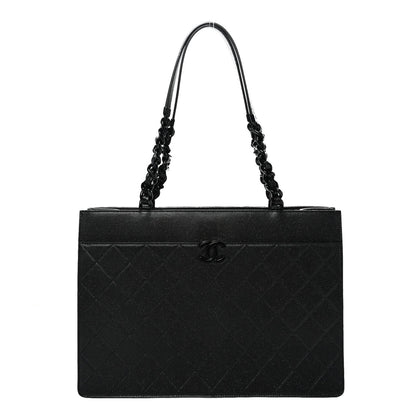 Caviar Quilted My Everything Large Shopping Tote Black