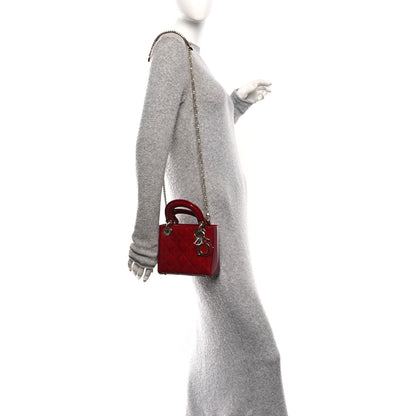 Patent Cannage Mini Lady Dior Red