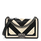 Calfskin Pleated Medium Boy In Rome Flap Black White
