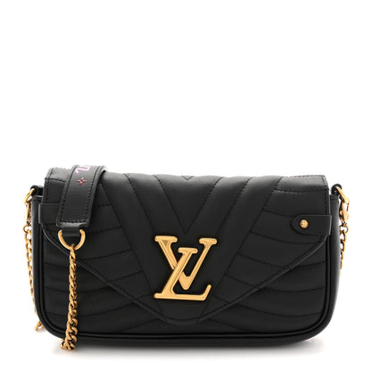 Calfskin New Wave Chain Pochette Black