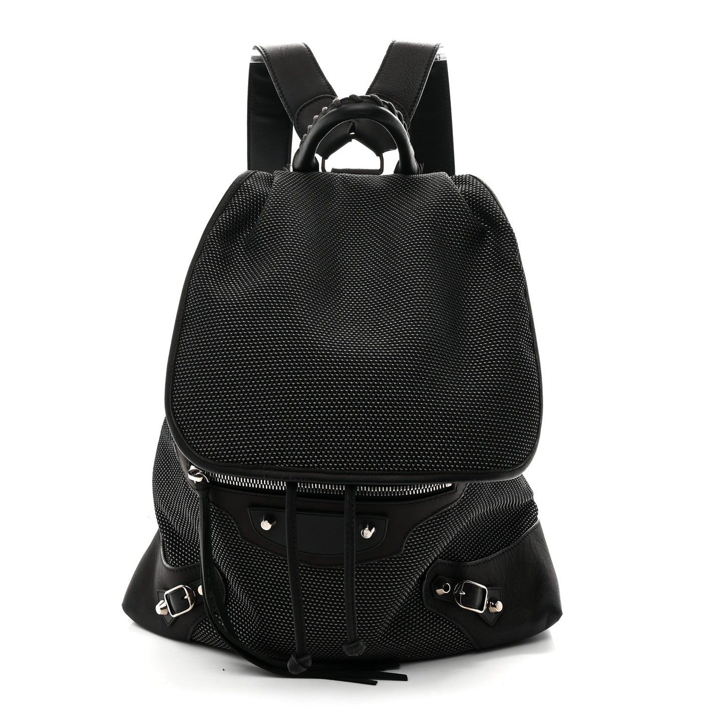 Canvas Calfskin Silver Hardware S Traveler Backpack Black