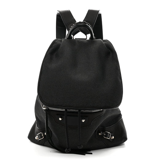 Canvas Calfskin Silver Hardware S Traveler Backpack Black