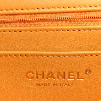 Lambskin Quilted Medium Crystal Top Handle Rectangular Flap Yellow