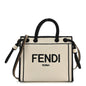 Fabric Jacquard Mini Roma Shopper Tote Natural Black