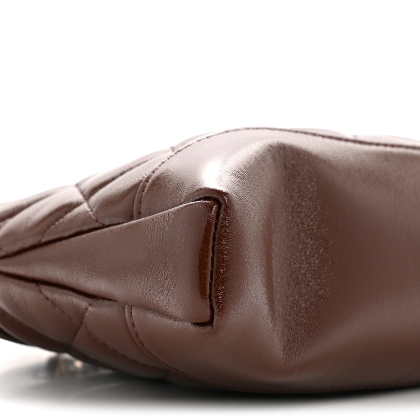 Shiny Crumpled Calfskin Quilted Nano 31 Shopping Bag Brown