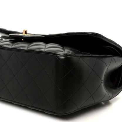 Lambskin Quilted Jumbo Double Flap Black