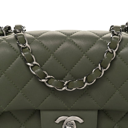 Lambskin Quilted Mini Rectangular Flap Green