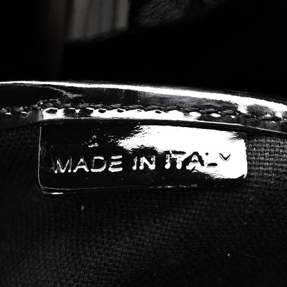Patent Check Embossed Small Bilmore Tote Black