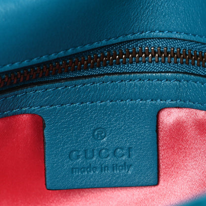 Velvet Matelasse Small GG Marmont Shoulder Bag Pavone Cyan