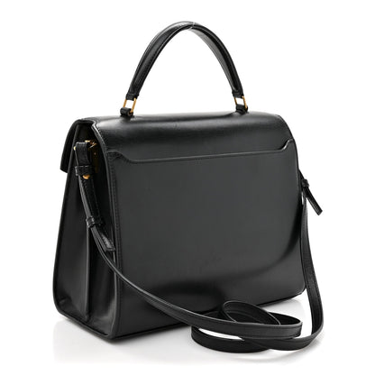 Smooth Calfskin Medium Classic Monogram Cassandra Top Handle Black