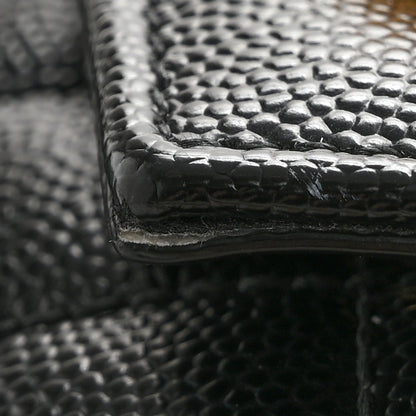 Grain De Poudre Textured Mixed Matelasse Triquilt Small Monogram Satchel Black