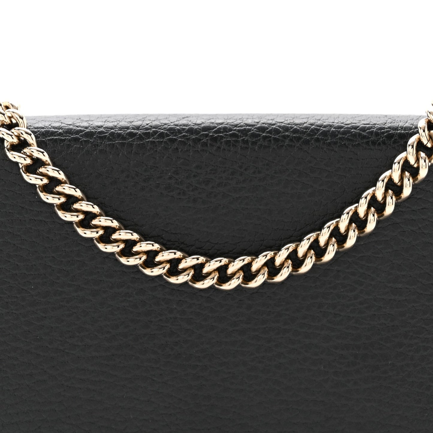Dollar Calfskin Medium Betty Chain Wallet Black