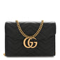 Calfskin Matelasse GG Marmont Chain Wallet Black