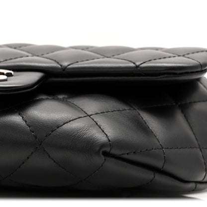 Calfskin Quilted CC Uniform Flap Belt Bag Black