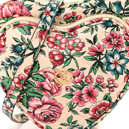 Matelasse Diagonal Brit Roses Print Mini Interlocking G Heart Shoulder Bag Multicolor