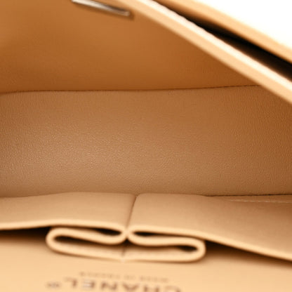 Caviar Quilted Small Double Flap Beige