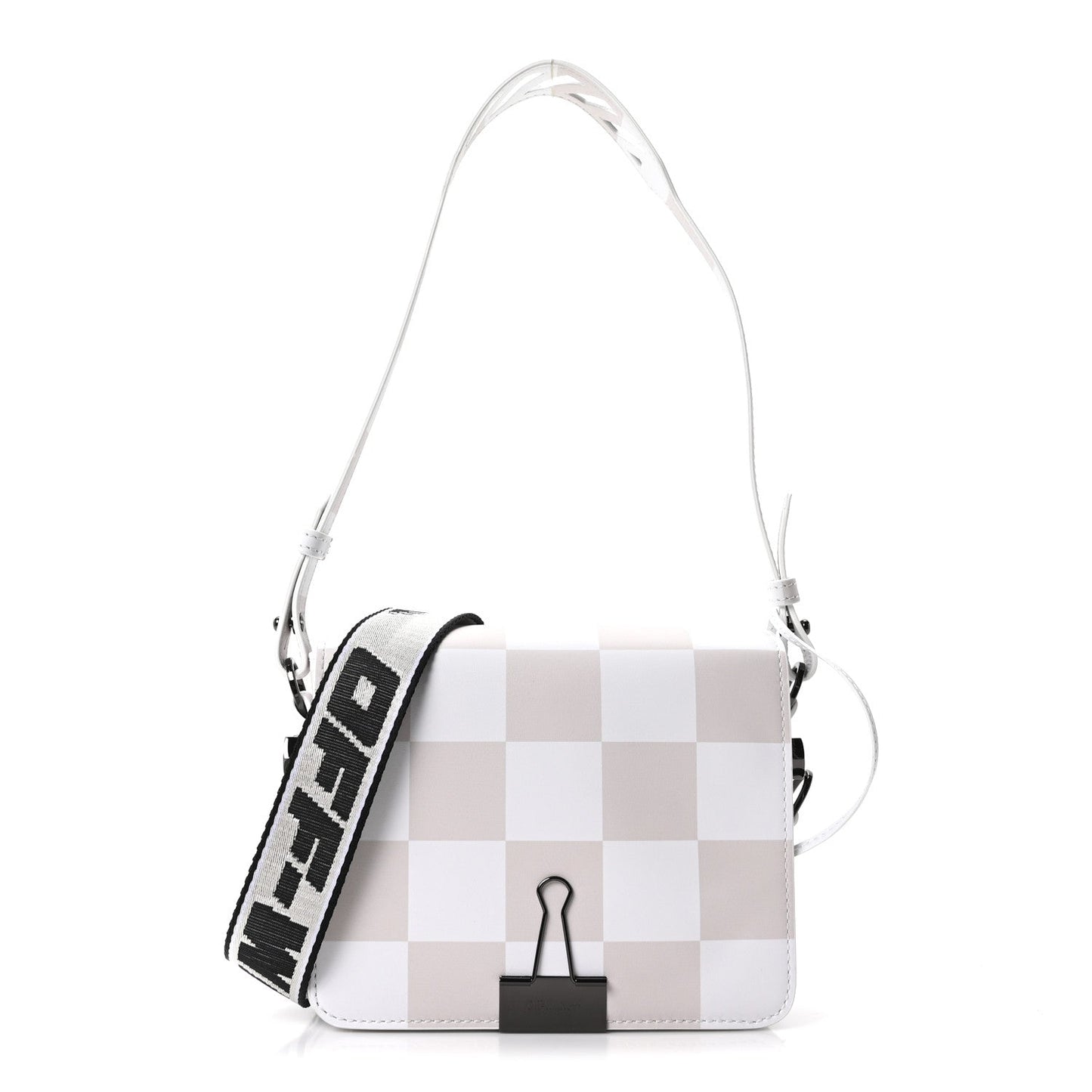Calfskin Figures of Speech Binder Clip Bag White Beige