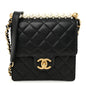 Goatskin Quilted Chic Pearls Flap Black