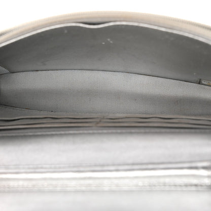 Metallic Lambskin Quilted Wallet On Chain WOC Silver