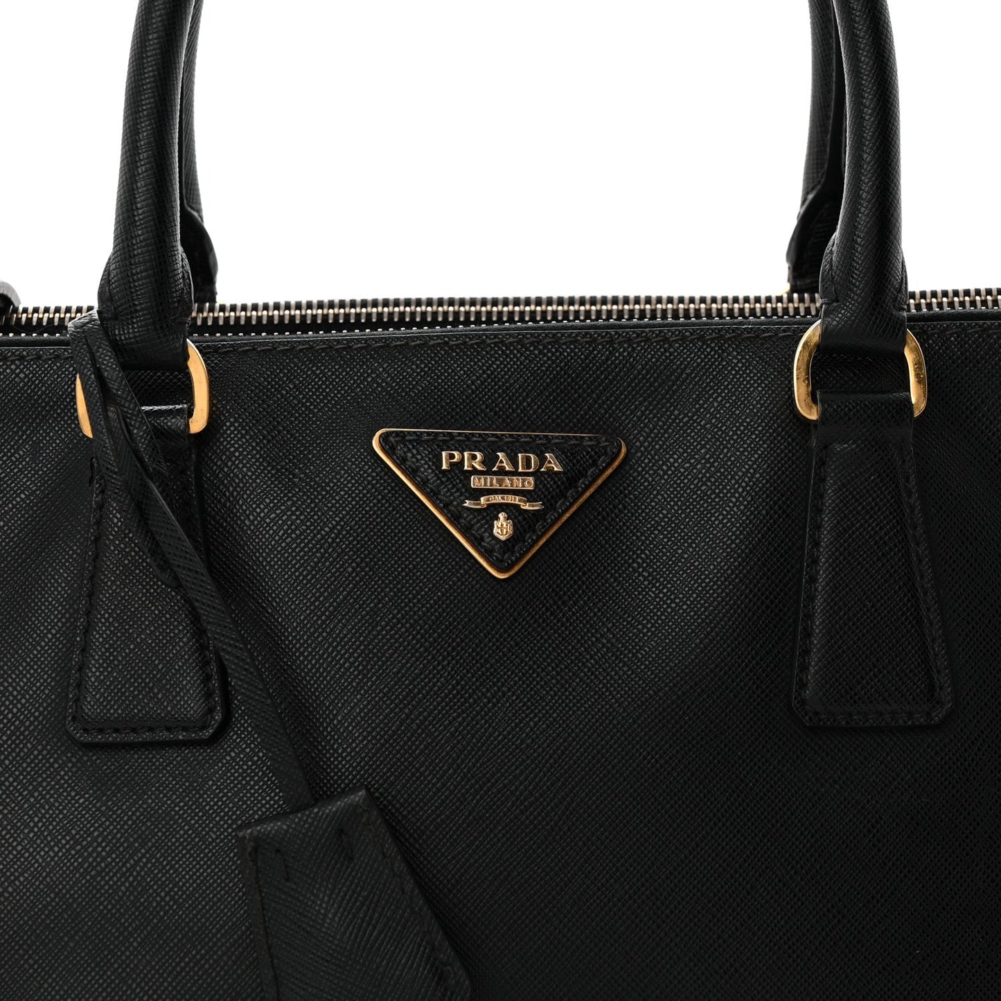 Saffiano Medium Galleria Double Zip Tote Black