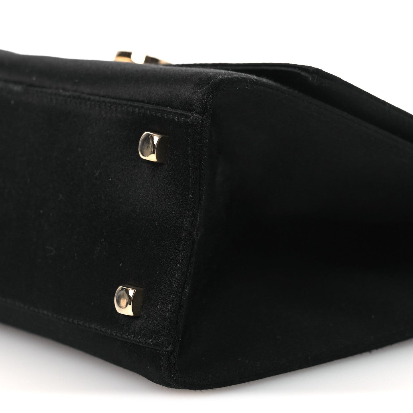 Satin Crystal Gancini Chain Flap Bag Black