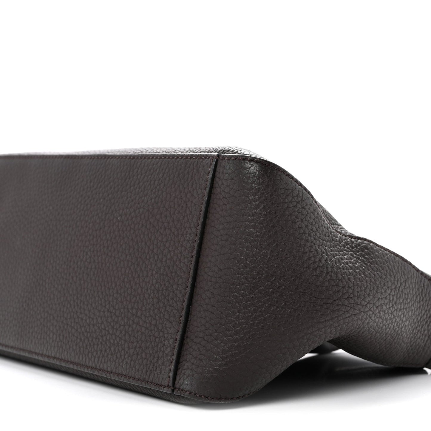 Grained Calfskin E/W Top Handle Bag Deep Brown