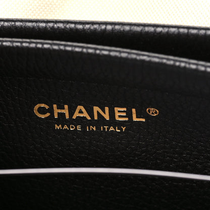 Grained Calfskin Stitched Urban Essentials Small Shopping Bag Black
