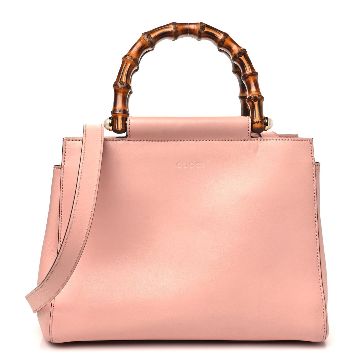 Nappa Bamboo Small Nymphaea Top Handle Bag Perfect Pink