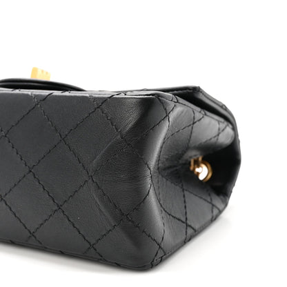 Aged Calfskin Quilted 2.55 Reissue Mini Flap Black