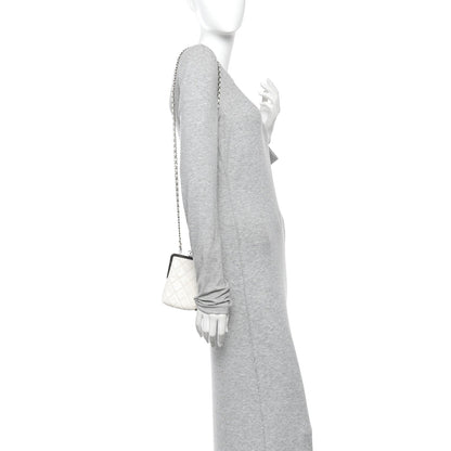 Lambskin Plexi Quilted CC Evening Clutch With Chain White