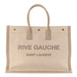 Linen Calfskin Rive Gauche Tote Beige Sea Salt