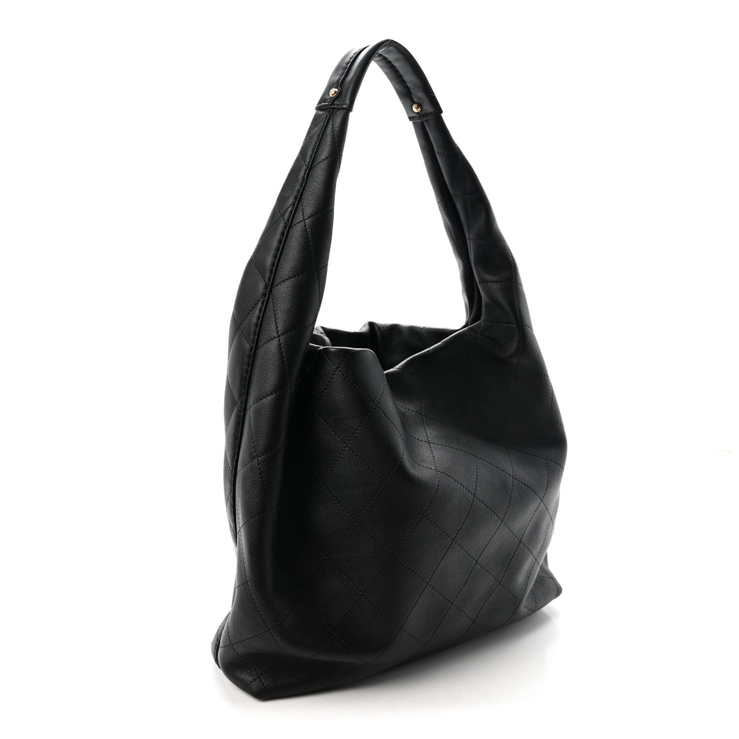 Calfskin Quilted Maxi Hobo Black