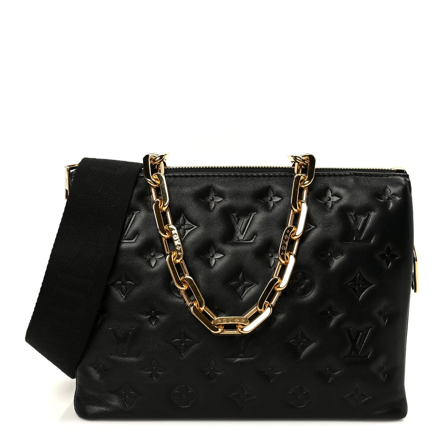 Lambskin Embossed Monogram Coussin PM Black