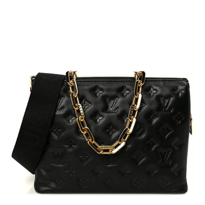 Lambskin Embossed Monogram Coussin PM Black